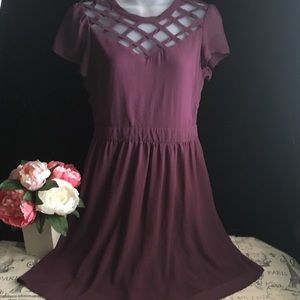 xhilaration Burgundy Lattice-Top Dress - Size S/P